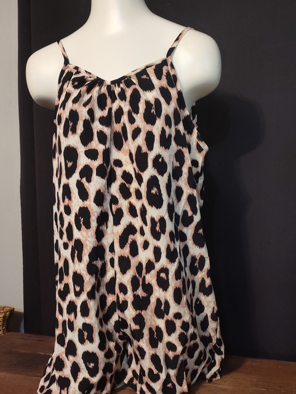 Leopard Print Shorts Romper - Black & Cream